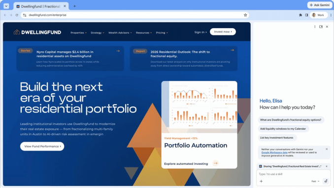 Technical architecture diagram of Chrome Gemini integration
