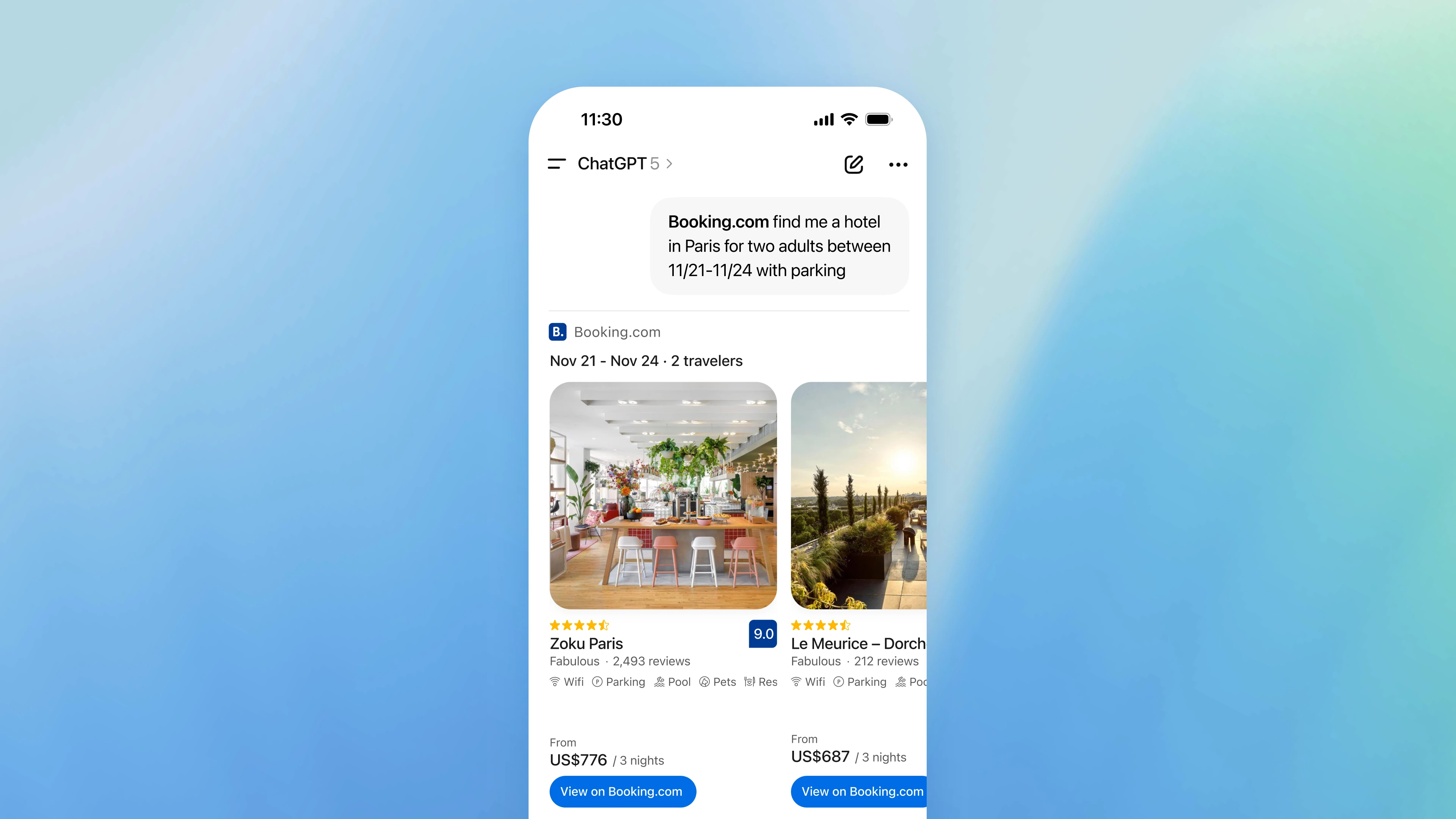 ChatGPT Apps SDK interface showing integrated app experience